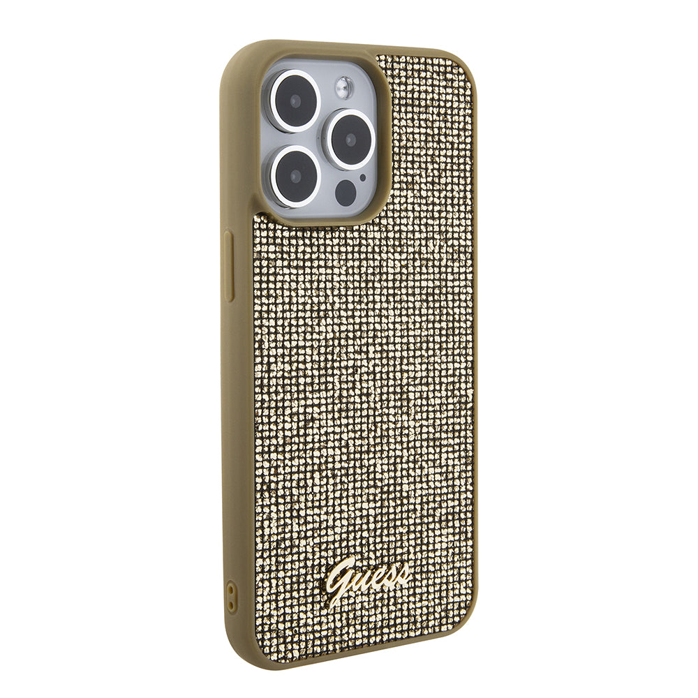 Puzdro pre Apple iPhone 15 Pro Max, Guess, Disco Metal Script, Zlaté