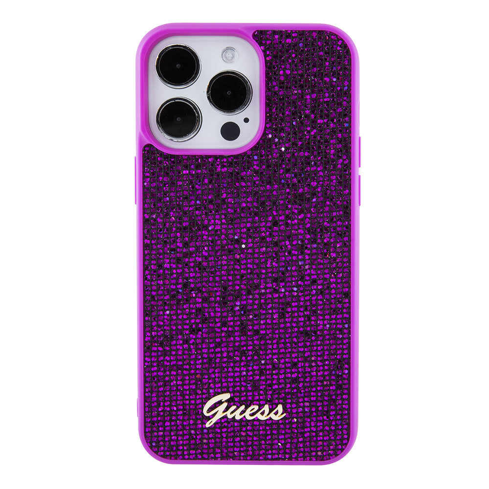 Puzdro pre Apple iPhone 15 Pro Max, Guess, Disco Metal Script, Fucsia