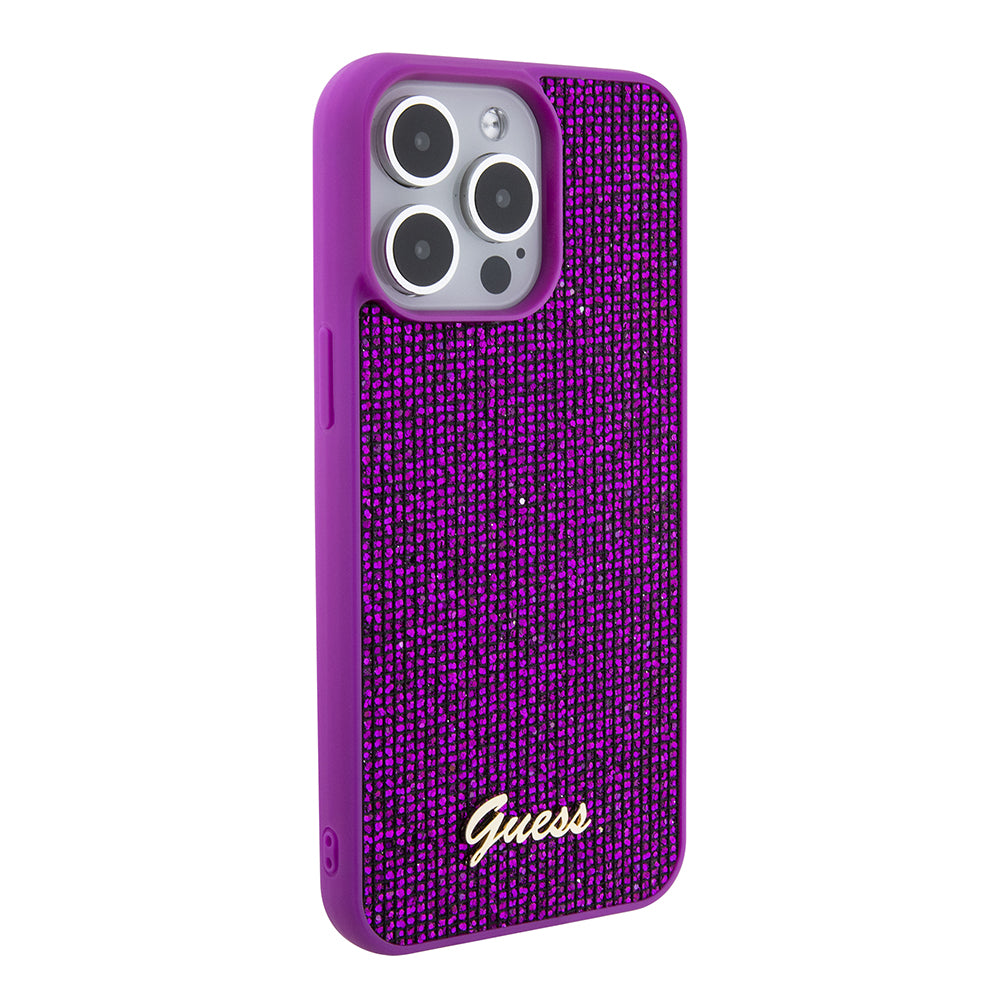 Puzdro pre Apple iPhone 15 Pro Max, Guess, Disco Metal Script, Fucsia