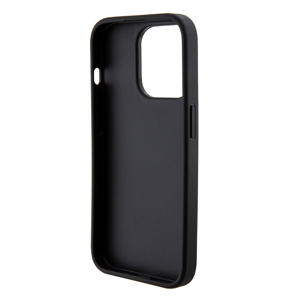 Puzdro pre Apple iPhone 15 Pro Max, Guess, Grip Stand 4G Saffiano Strass, Čierne