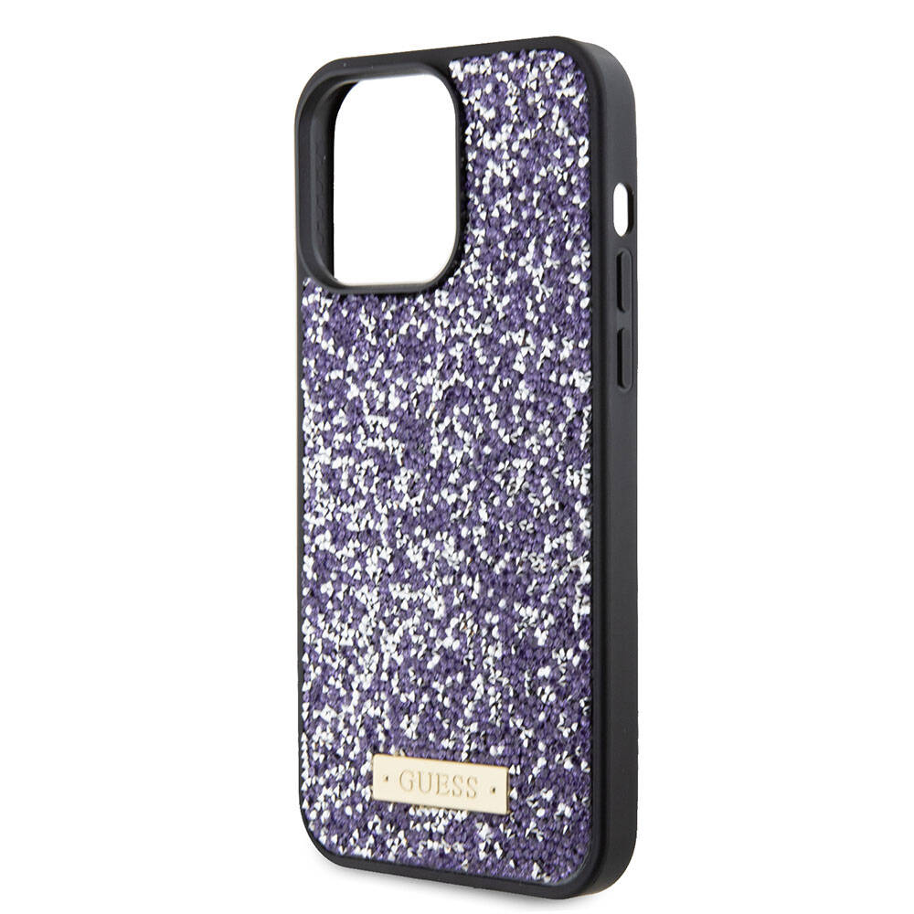Puzdro pre Apple iPhone 15 Pro, Guess, Rhinestone Metal Logo, Fialové