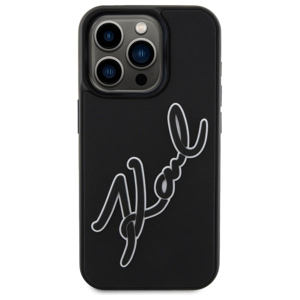 Case for Apple iPhone 15 Pro Max, Karl Lagerfeld, 3D Rubber Signature, Black