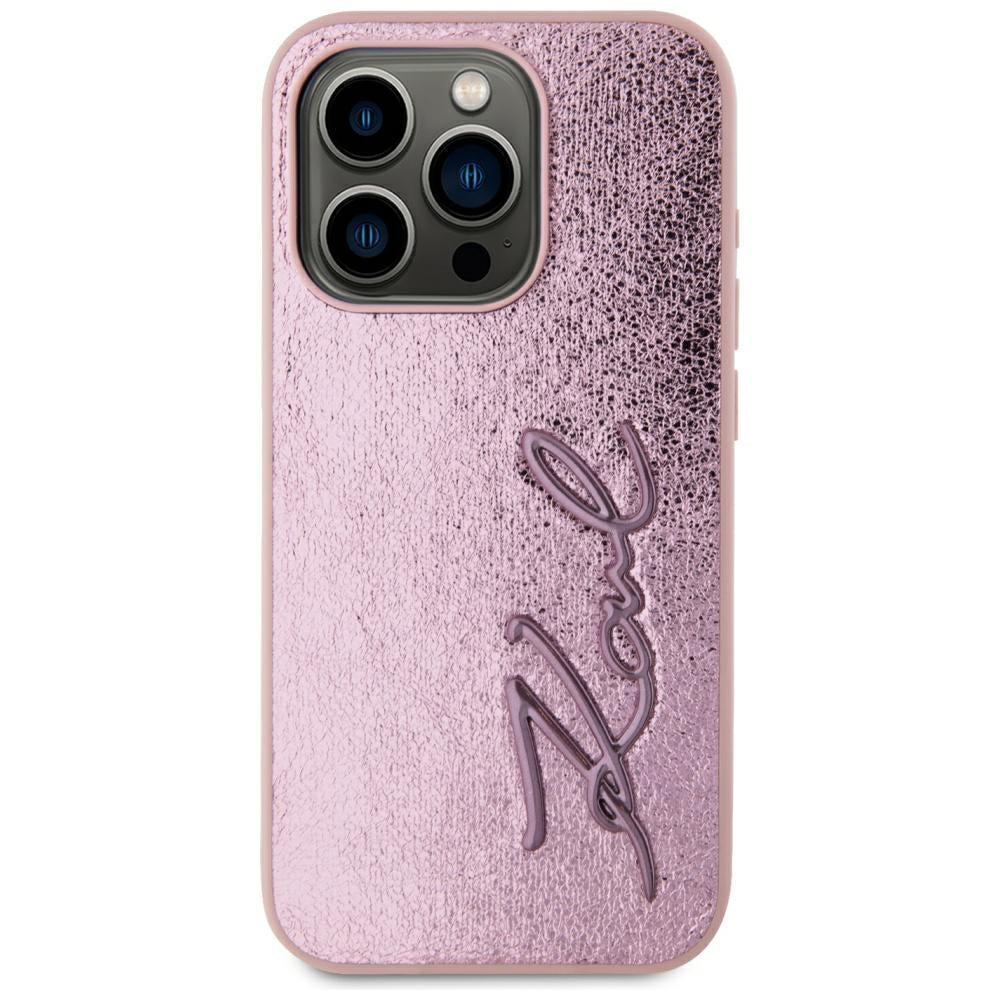 Puzdro pre Apple iPhone 15 Pro Max, Karl Lagerfeld, Metal Signature, Ružová