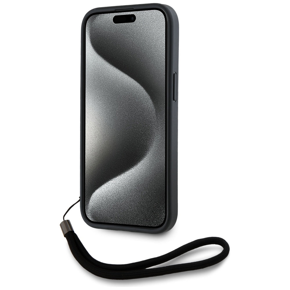 Puzdro pre Apple iPhone 15 Pro Max, Karl Lagerfeld, Saffiano Athleisure Stripes with Strap, Rosie