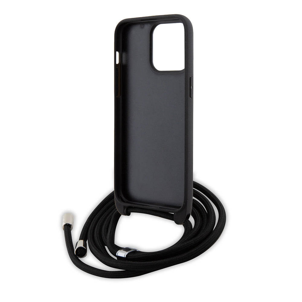 Puzdro pre Apple iPhone 15 Pro Max, Karl Lagerfeld, Saffiano Crossbody Monogram Metal Pin Karl, Čierne