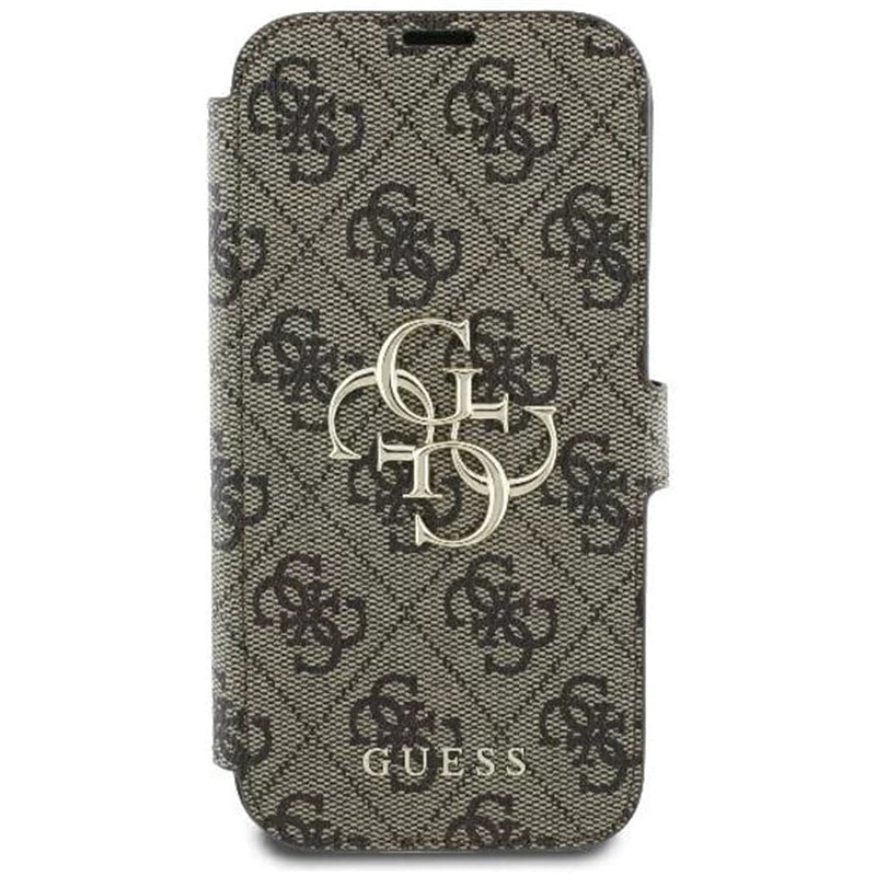 Puzdro pre Apple iPhone 16, Guess, 4G Book, Hnedé
