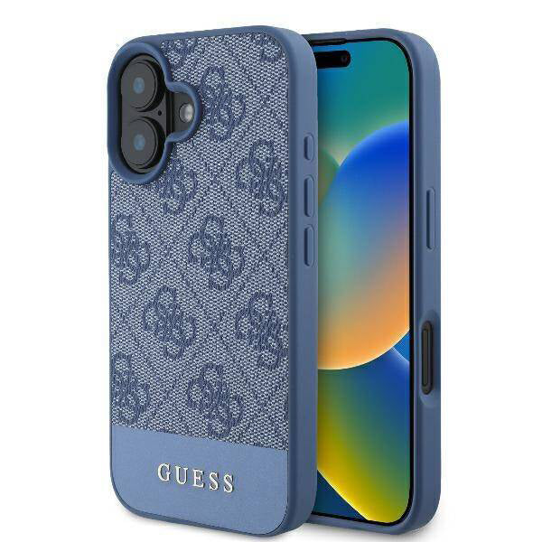 Puzdro pre Apple iPhone 16, Guess, 4G Bottom Stripe, Modrá