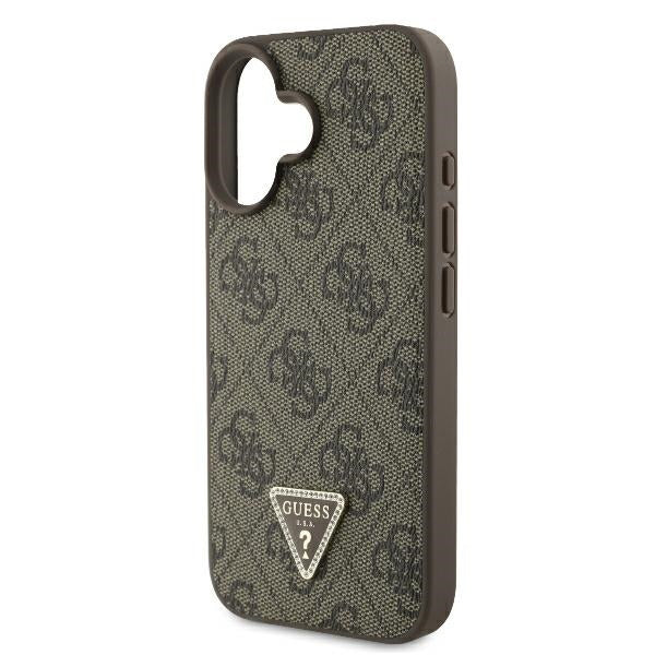 Puzdro pre Apple iPhone 16, Guess, 4G Triangle Strass, Hnedé