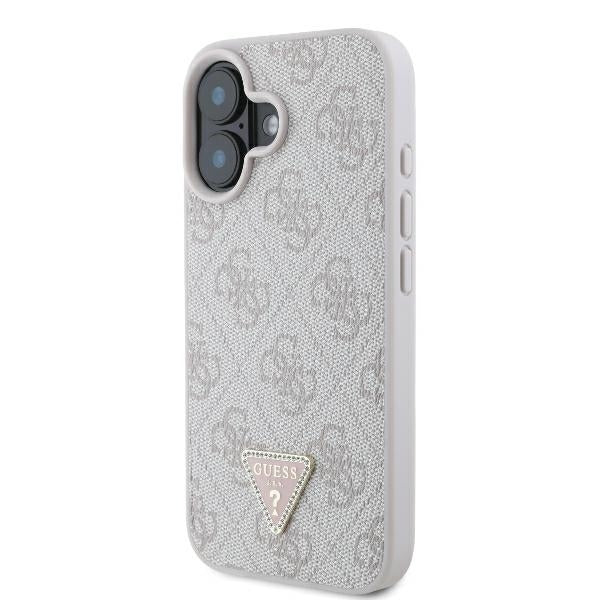 Puzdro pre Apple iPhone 16, Guess, Crossbody 4G Triangle Strass, Modrá
