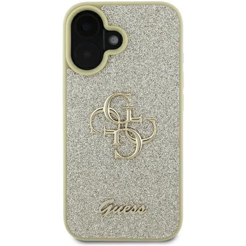 Puzdro pre Apple iPhone 16, Guess, Fixed Glitter Big 4G, Zlaté