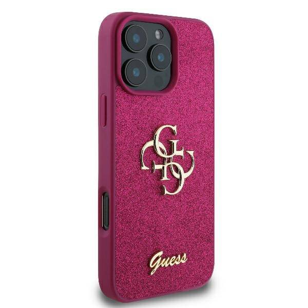 Puzdro pre Apple iPhone 16, Guess, Fixed Glitter Big 4G, Fialové