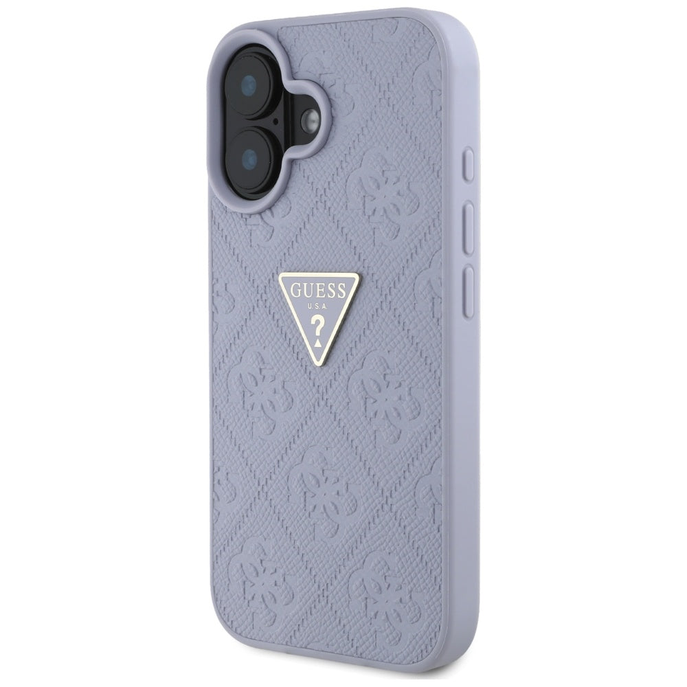 Puzdro pre Apple iPhone 16, Guess, Hot Stamp 4G Pattern Triangle Logo, Svetlofialové