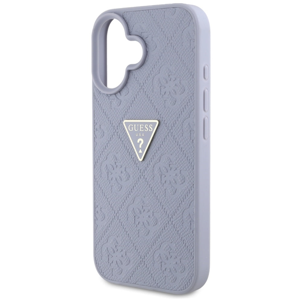 Puzdro pre Apple iPhone 16, Guess, Hot Stamp 4G Pattern Triangle Logo, Svetlofialové