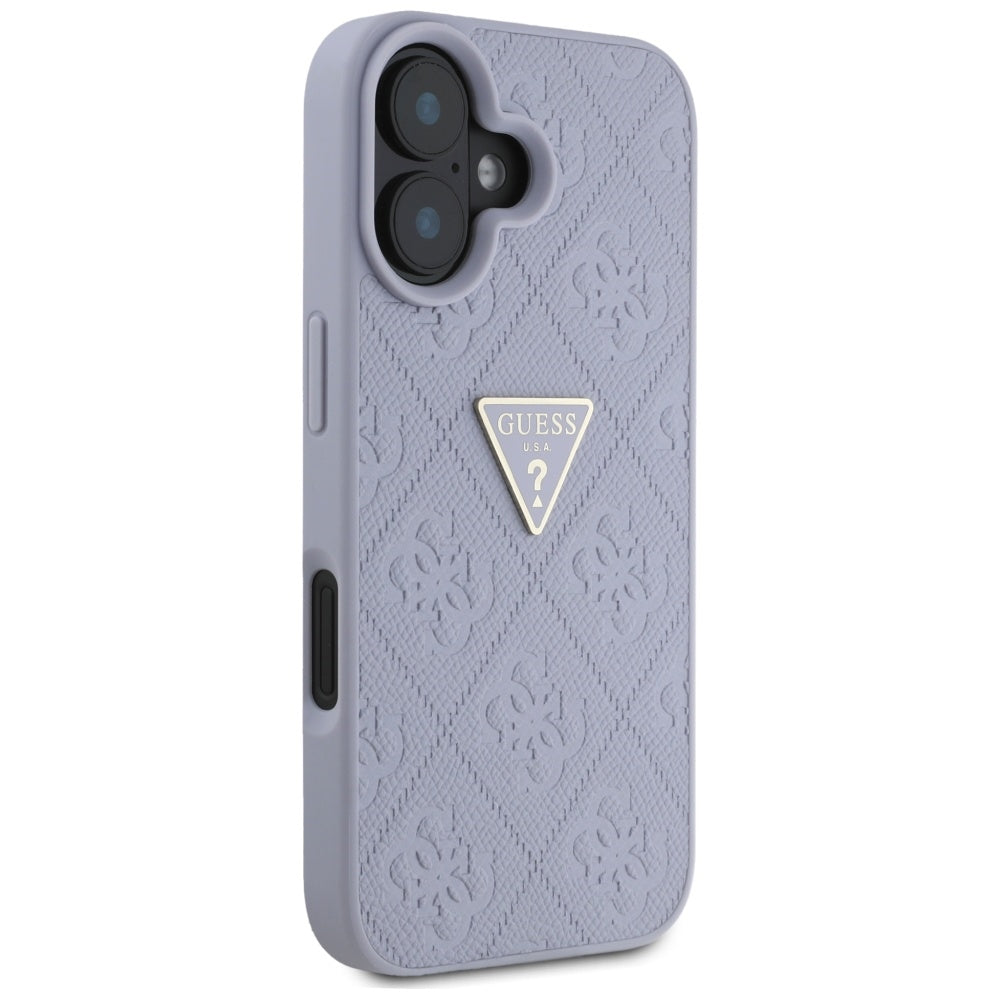 Puzdro pre Apple iPhone 16, Guess, Hot Stamp 4G Pattern Triangle Logo, Svetlofialové