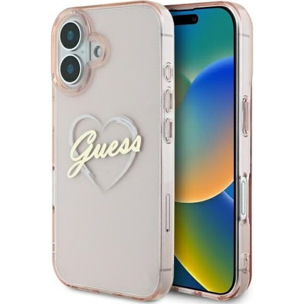 Puzdro pre Apple iPhone 16, Guess, IML Heart, Ružové