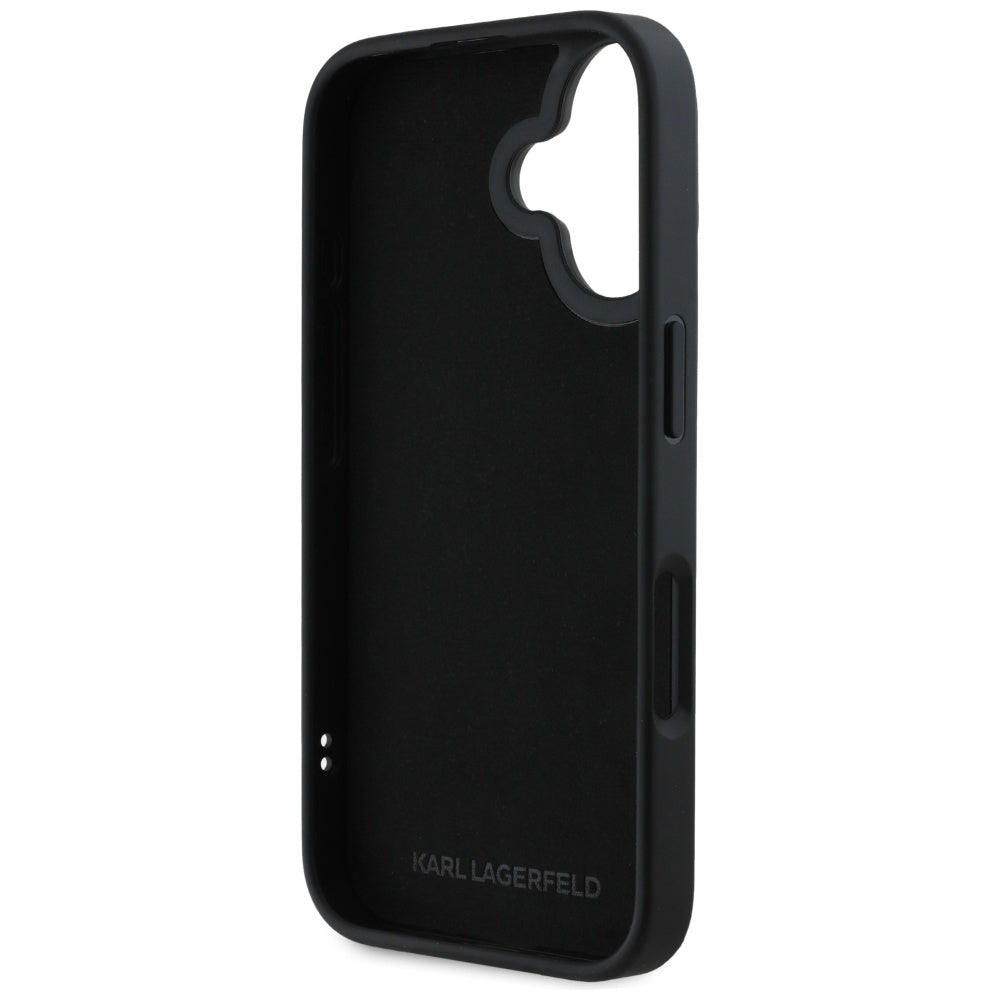 Puzdro pre Apple iPhone 16, Karl Lagerfeld, 3D Rubber Karl & Choupette, Čierne