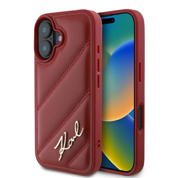Puzdro pre Apple iPhone 16, Karl Lagerfeld, Diagonal Quilted Script, Rosie