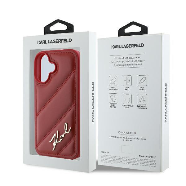 Puzdro pre Apple iPhone 16, Karl Lagerfeld, Diagonal Quilted Script, Rosie