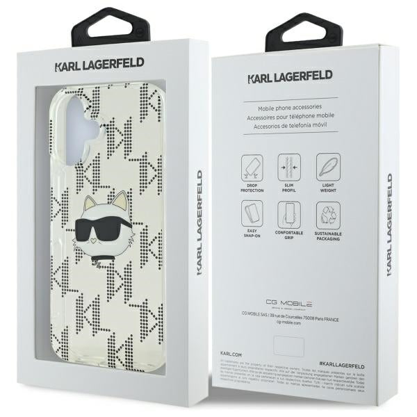 Puzdro pre Apple iPhone 16, Karl Lagerfeld, IML Luxury Electroplated Choupette's Head, Transparentné