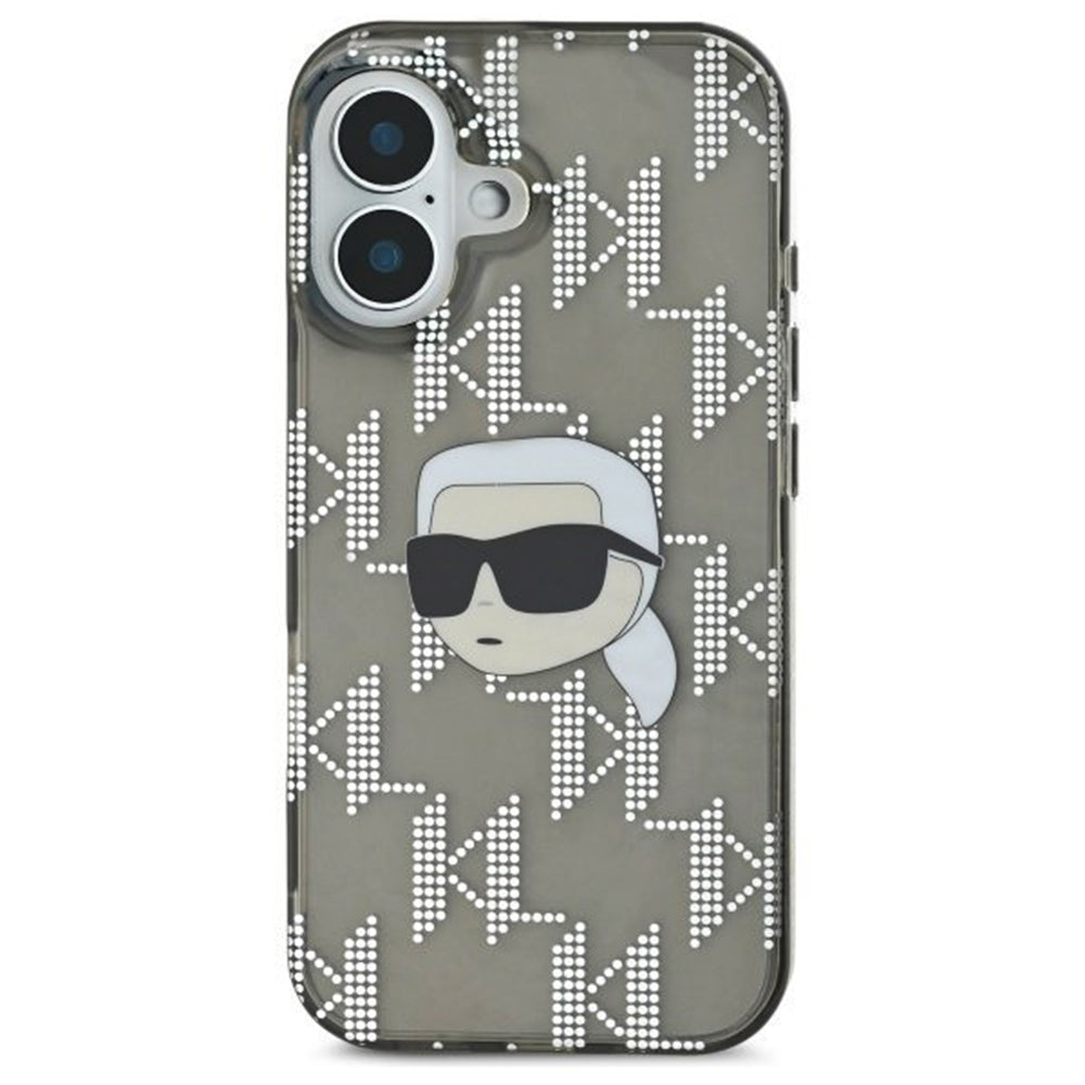 Puzdro pre Apple iPhone 16, Karl Lagerfeld, IML Luxury Electroplated Karl's Head, Čierne