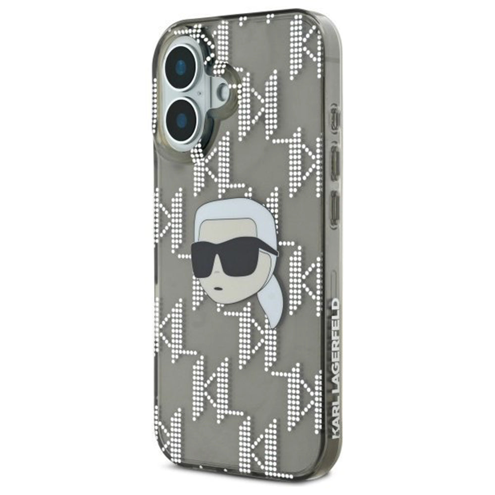 Puzdro pre Apple iPhone 16, Karl Lagerfeld, IML Luxury Electroplated Karl's Head, Čierne