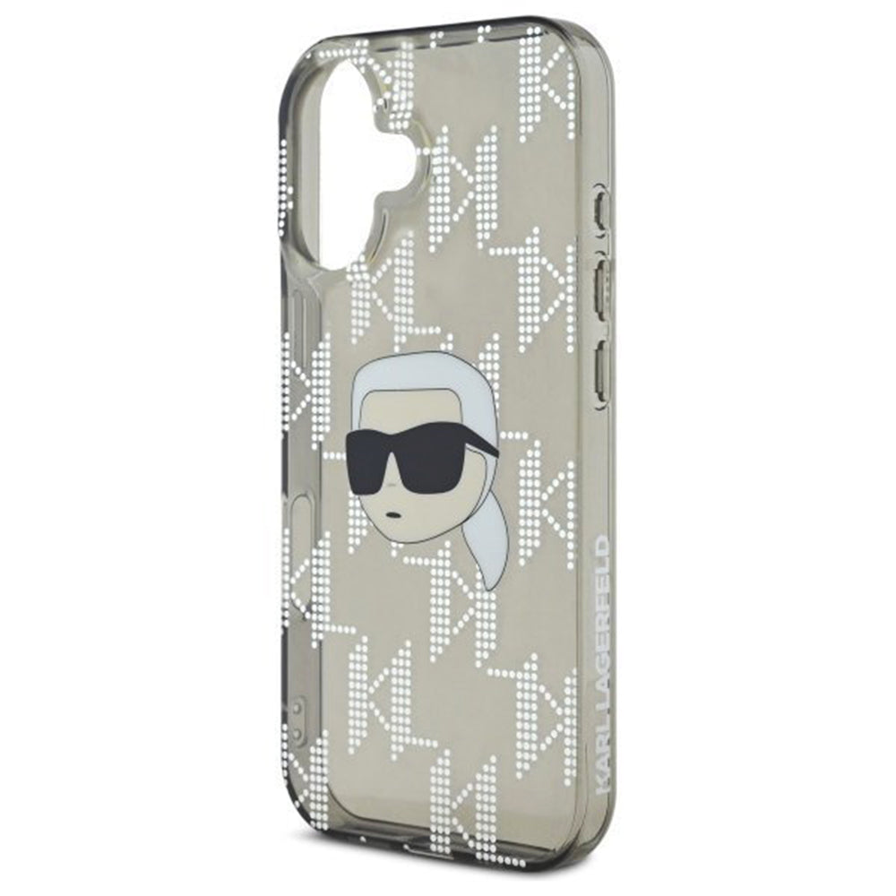 Puzdro pre Apple iPhone 16, Karl Lagerfeld, IML Luxury Electroplated Karl's Head, Čierne
