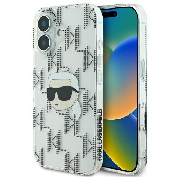 Puzdro pre Apple iPhone 16, Karl Lagerfeld, IML Luxury Electroplated Karl's Head, Priehľadné