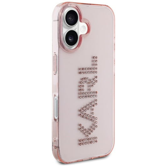 Puzdro pre Apple iPhone 16, Karl Lagerfeld, IML Rhinestones Pink Logo, Ružové