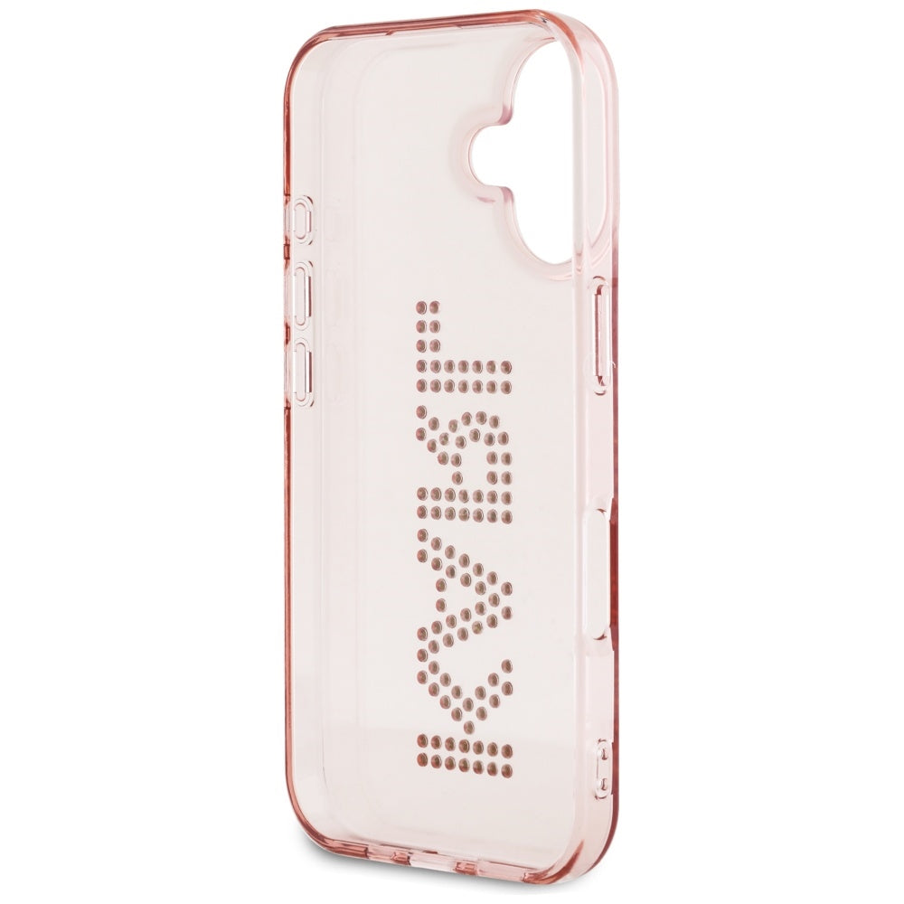 Puzdro pre Apple iPhone 16, Karl Lagerfeld, IML Rhinestones Pink Logo, Ružové