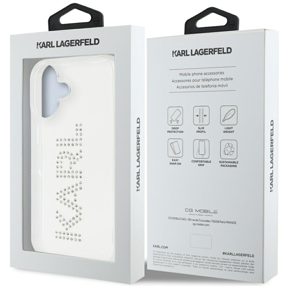 Puzdro pre Apple iPhone 16, Karl Lagerfeld, IML Rhinestones Transparent Logo, Transparent