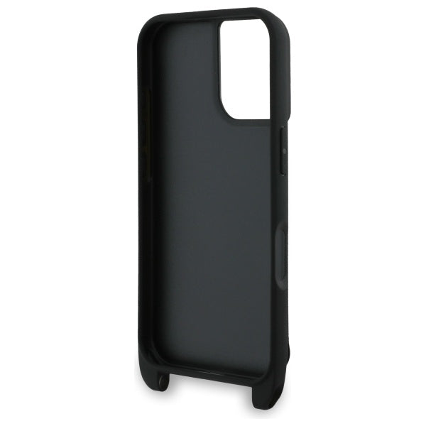 Puzdro pre Apple iPhone 16, Karl Lagerfeld, Saffiano Crossbody Metal Pin Karl & Choupette, Biela