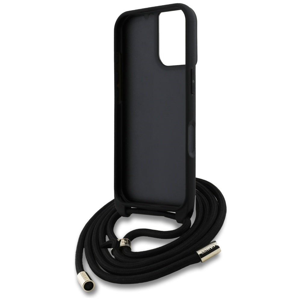 Puzdro pre Apple iPhone 16 Plus, Guess, 4G CBDY Big Logo with Cord Strap, Hnedé