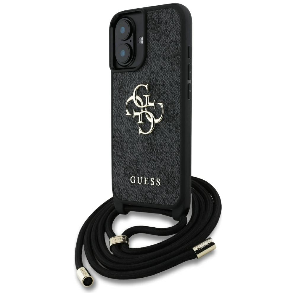 Puzdro pre Apple iPhone 16 Plus, Guess, 4G CBDY Big Logo with Cord Strap, Čierne