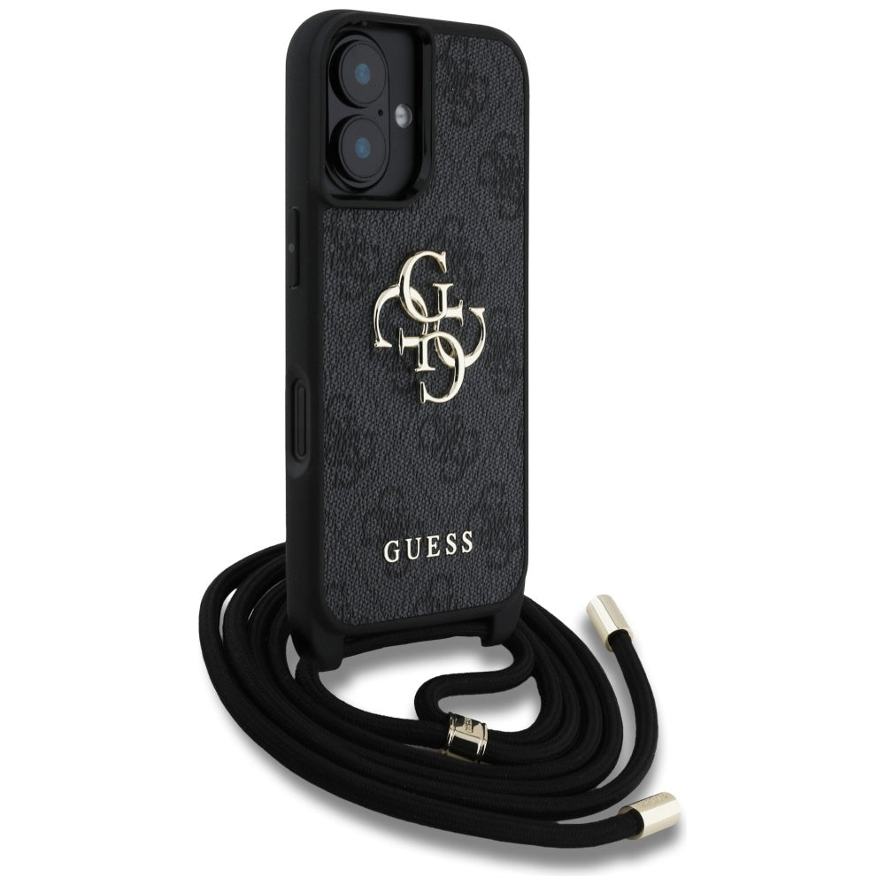 Puzdro pre Apple iPhone 16 Plus, Guess, 4G CBDY Big Logo with Cord Strap, Čierne