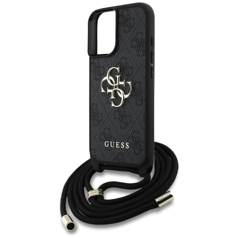 Puzdro pre Apple iPhone 16 Plus, Guess, 4G CBDY Big Logo with Cord Strap, Čierne