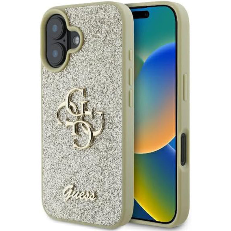 Puzdro pre Apple iPhone 16 Plus, Guess, Fixed Glitter Big 4G, Zlaté