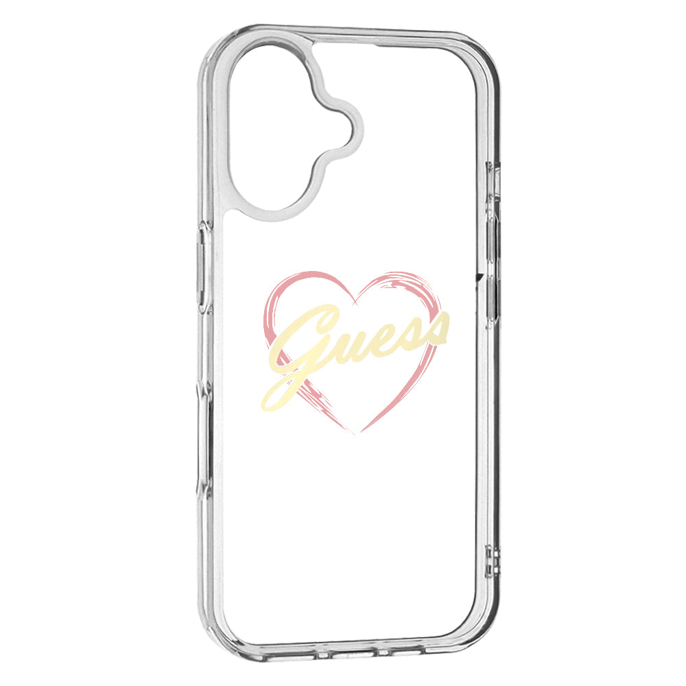 Puzdro pre Apple iPhone 16 Plus, Guess, IML Heart, Priehľadné