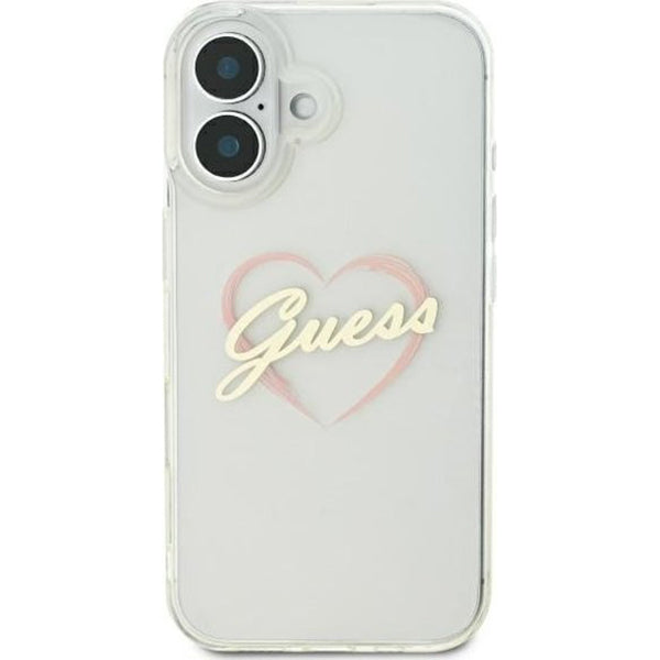 Puzdro pre Apple iPhone 16 Plus, Guess, IML Heart, Priehľadné