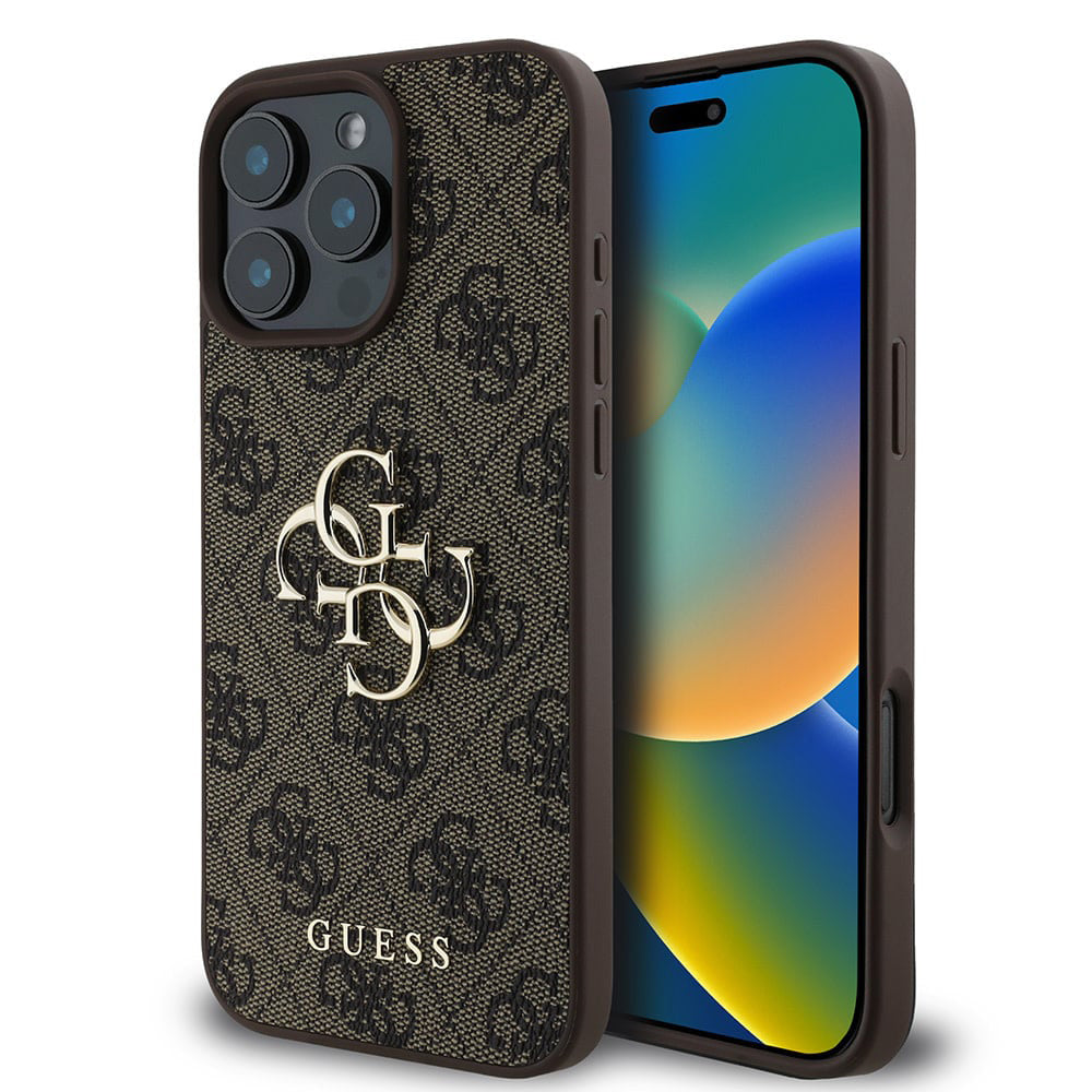 Case for Apple iPhone 16 Pro, Guess, 4G Big Logo, Brown