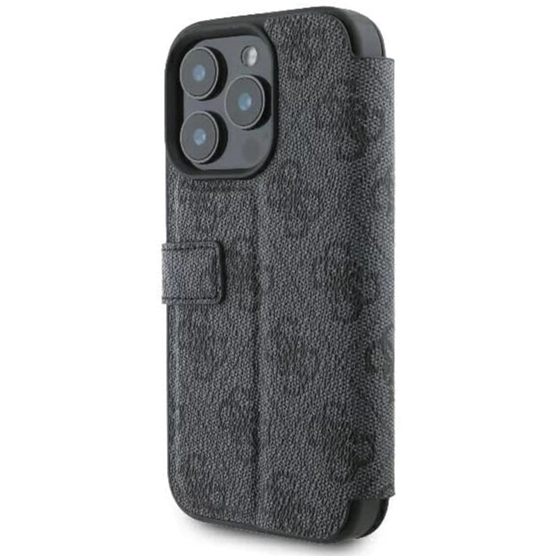 Puzdro pre Apple iPhone 16 Pro, Guess, 4G Book, Čierne