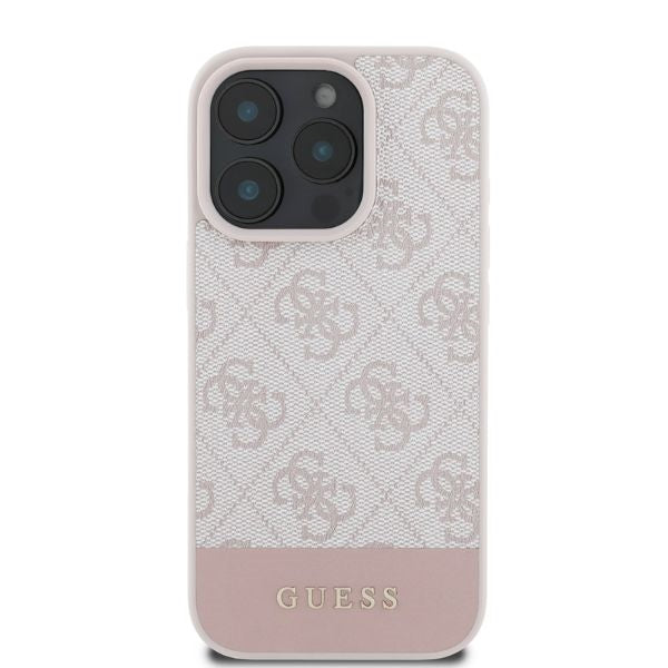 Puzdro pre Apple iPhone 16 Pro, Guess, 4G Bottom Stripe, Ružové