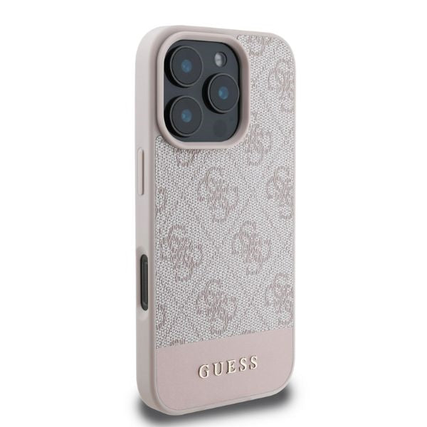 Puzdro pre Apple iPhone 16 Pro, Guess, 4G Bottom Stripe, Ružové