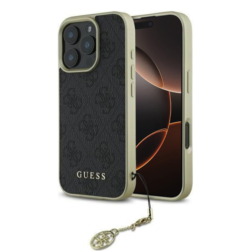 Puzdro pre Apple iPhone 16 Pro, Guess, 4G Charm, Čierne