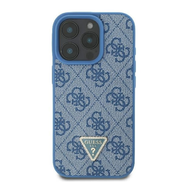 Puzdro pre Apple iPhone 16 Pro, Guess, Crossbody 4G Triangle Strass, Modrá
