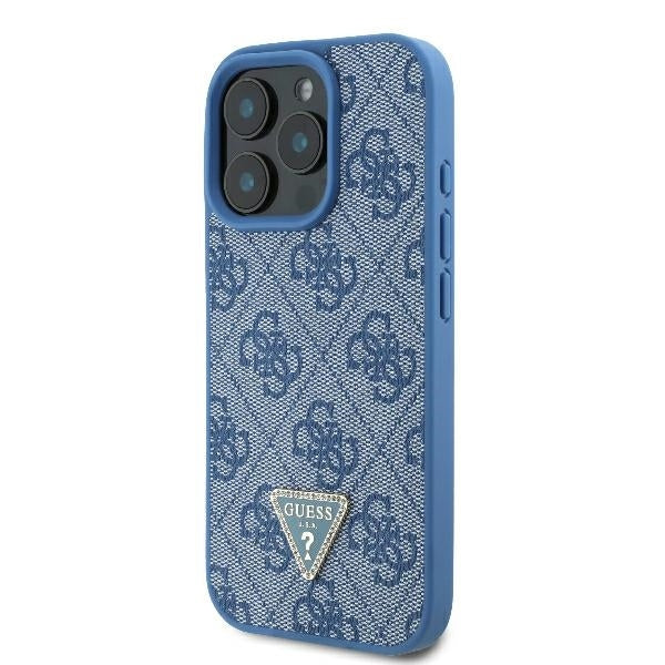 Puzdro pre Apple iPhone 16 Pro, Guess, Crossbody 4G Triangle Strass, Modrá