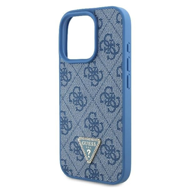 Puzdro pre Apple iPhone 16 Pro, Guess, Crossbody 4G Triangle Strass, Modrá