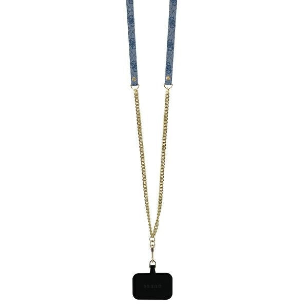 Puzdro pre Apple iPhone 16 Pro, Guess, Crossbody 4G Triangle Strass, Modrá