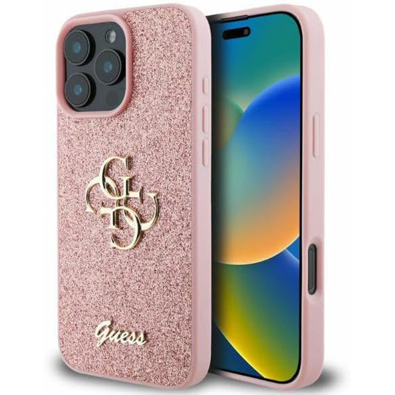 Puzdro pre Apple iPhone 16 Pro, Guess, Fixed Glitter Big 4G, Ružové