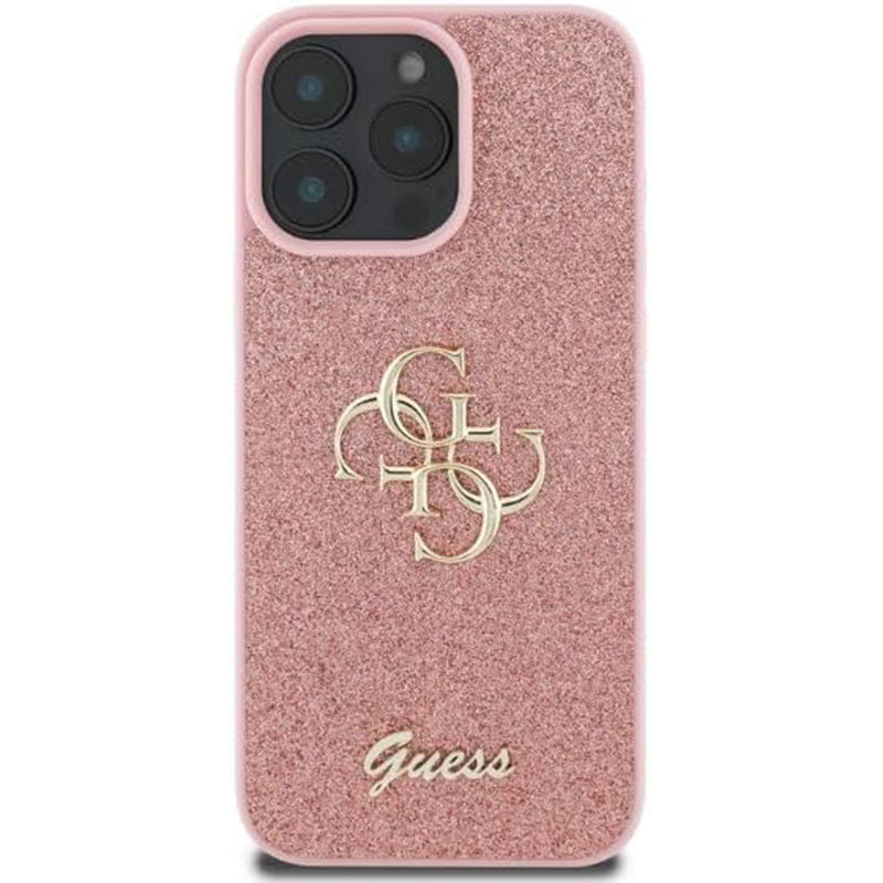 Puzdro pre Apple iPhone 16 Pro, Guess, Fixed Glitter Big 4G, Ružové