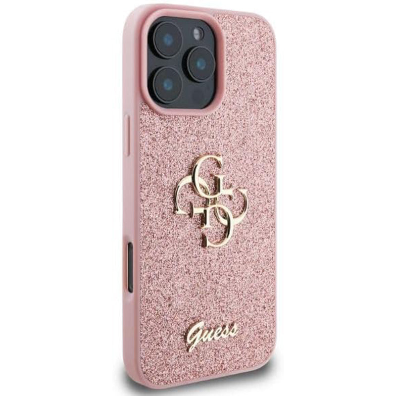 Puzdro pre Apple iPhone 16 Pro, Guess, Fixed Glitter Big 4G, Ružové